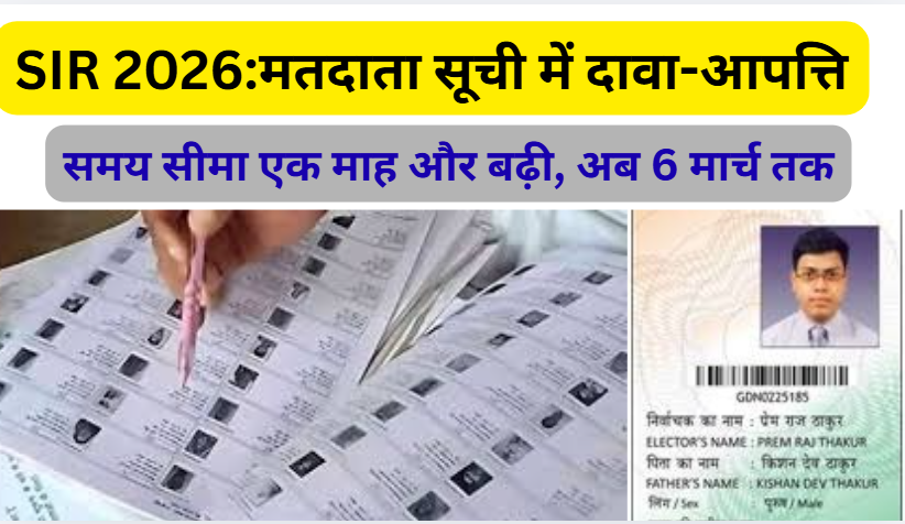 SIR 2026:मतदाता सूची में दावा-आपत्ति के लिए समय सीमा एक माह और बढ़ी, अब 6 मार्च तक